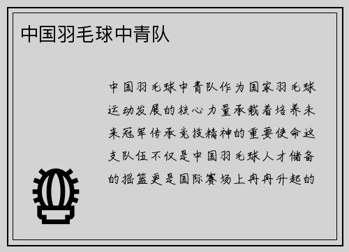 中国羽毛球中青队