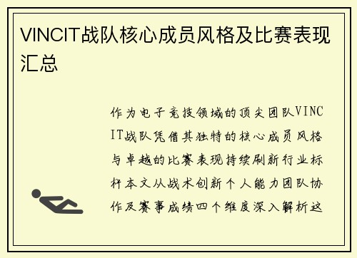 VINCIT战队核心成员风格及比赛表现汇总